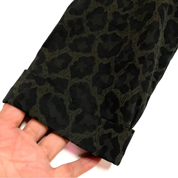 Hush Jacquard Leopard Jumpsuit Green Animal Print 70’s Retro Disco US 12 UK 10 - Picture 9 of 15